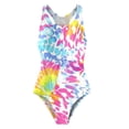thumbnail image 5 of FINALGANG Girls One Piece Athletic Swimsuit Kids Floral Print Sleeveless High Waist Stretchy Breathable Bathing Suit For Training Pool Beach Activities White 9-10 Y, 5 of 5