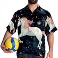 thumbnail image 4 of Starry Unicorn Men's Hawaiian Poplin Casual Printed Button Down Short Summer Beach Shirts, Unisex, 4 of 6
