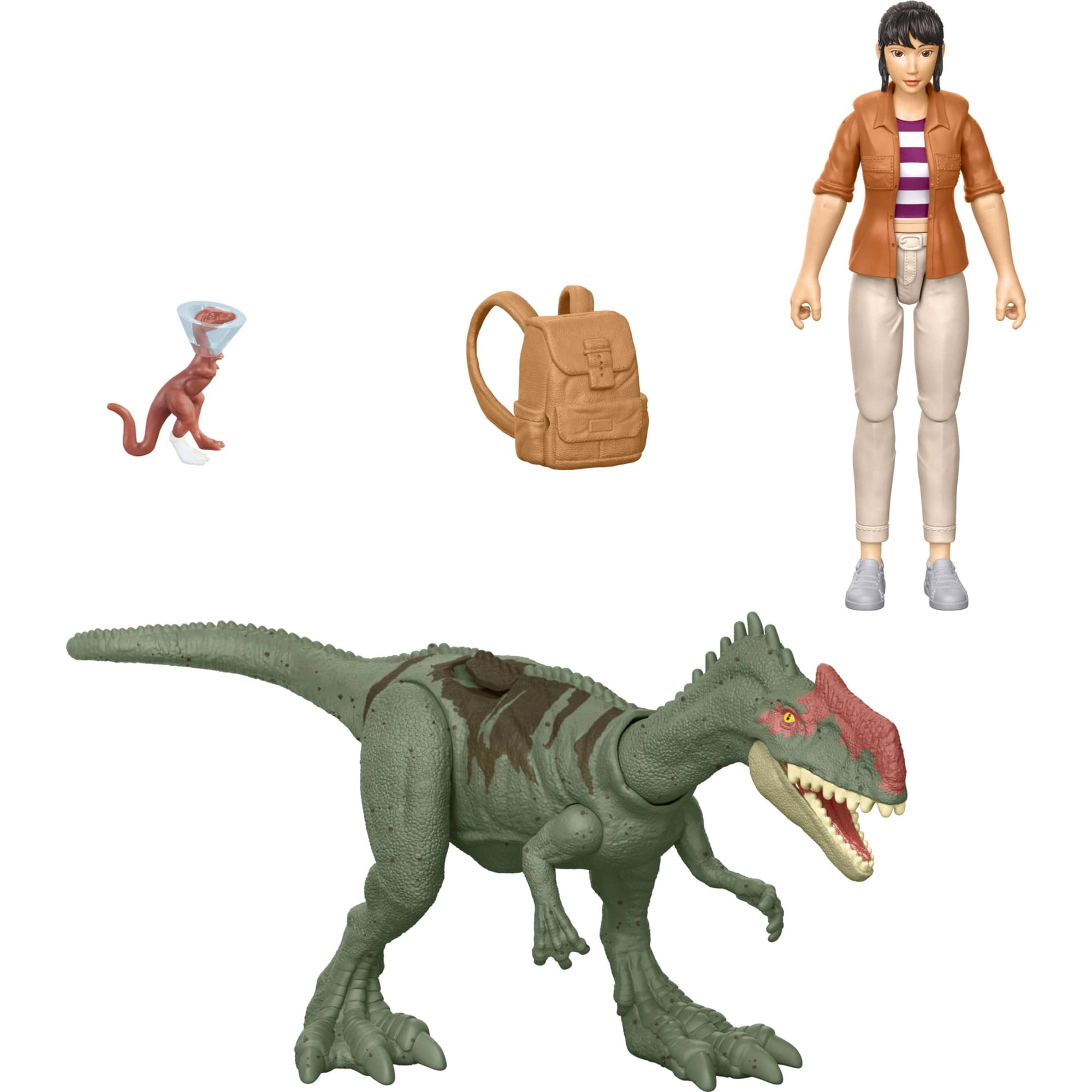 Mattel Jurassic World: Chaos Theory Storypack, Human & Dinosaur Action Figure Rescue Pack, 3.75-inch Scale Yaz & Monolophosaurus & 2 Accessories