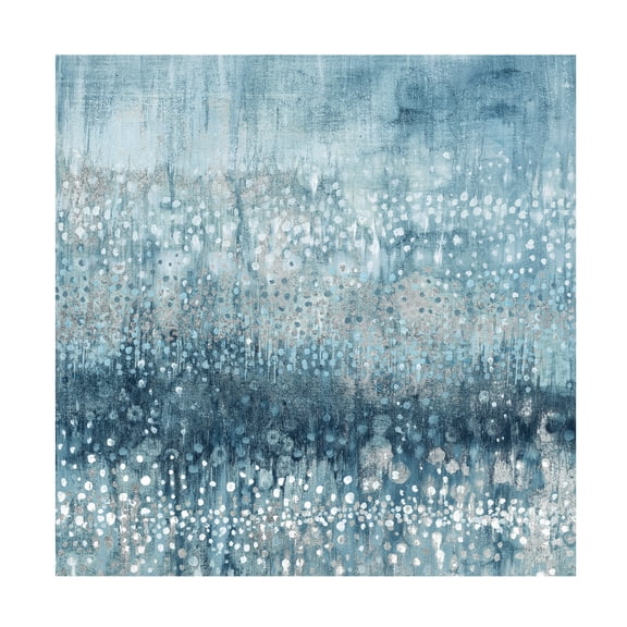 Trademark Fine Art Danhui Nai Rain Abstract IV Blue Silver Canvas Wall Art - 14x14
