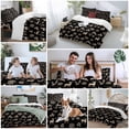 thumbnail image 5 of Christmas Reindeer Bedding Duvet Cover Set King Size 4 Pieces Snowflakes Leaf Plant Winter Black Bedding Set with Zipper Closure, 1 Comforter Cover 92x106 Inches 1 Flat Sheet & 2 Pillow Cases, 5 of 7
