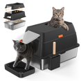 thumbnail image 1 of Caja de arena para gatos con tapa, cuchara y filtro, grande, negro, 1 of 8