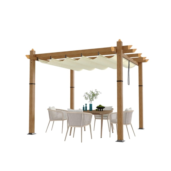 10x10 Ft Aluminum Pergola, Outdoor Pergola with Adjustable Canopy