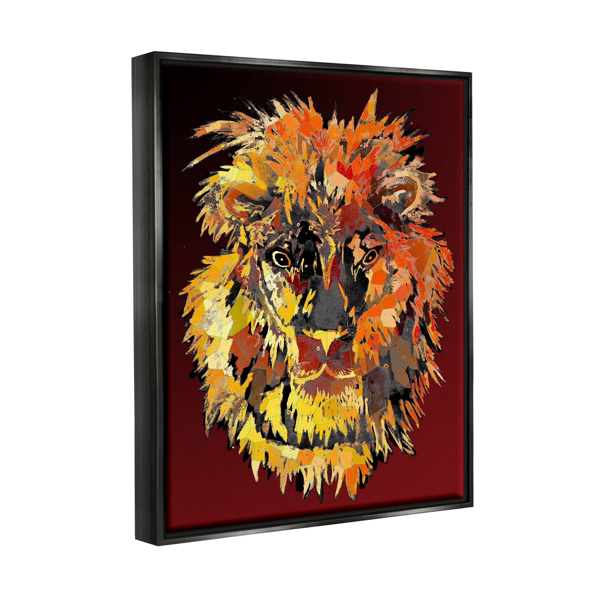 Stupell Industries Abstract Lion Mane Animals & Insects Painting Black Floater Framed Art Print Wall Art, 25 x 31