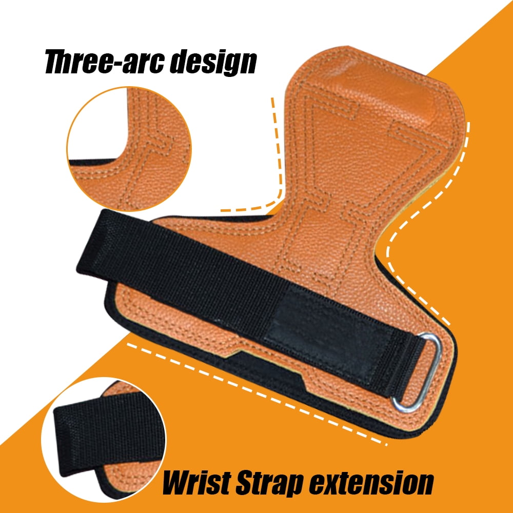 Weight Lifting Grips with Adjustable Wrist Straps for Deadlifts, Heavy-Orange