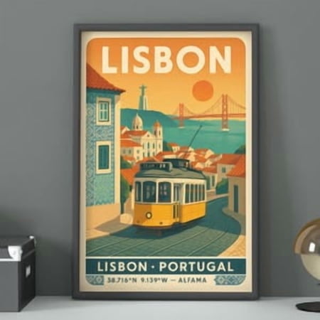 Lisbon Portugal Vintage Travel Poster, 8x12 UNFRAMED
