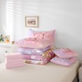 thumbnail image 6 of Feelyou Initial T Letter Twin Bedding Sets 7-Piece for Kids, Girly Pink Cartoon Bedding Comforter Set, Fashion Bling Stars Reversible Sheet Sets, Ultra Soft Bedroom Decor, 6 of 8