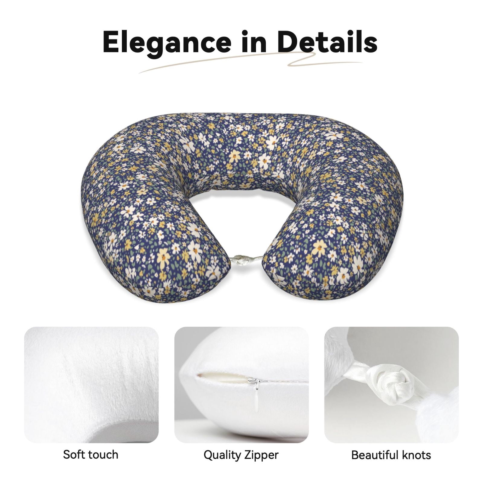 Xecao Daisies Flowers Print Memory Foam Cervical Neck Pillow Versatile U-Shaped Pillows for Home,Office,Camping,Travelling,Soft Washable Cover