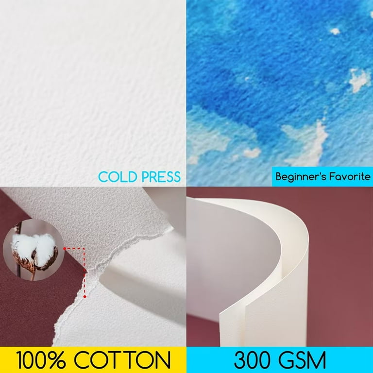 MEEDEN 100% Cotton Watercolor Paper, 5X7 Watercolor Paper Pad, Watercolor  Paper Block, Cold Pressed, 20 Sheets (140lb/300gsm)