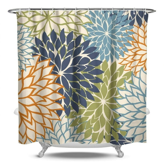 Boho Style Shower Curtain Floral Art Modern Classic Vintage Retro Shower Curtain for Bathroom Home Decor Bathtubs Waterproof Fabric Curtain with 12 Hooks 84x72in