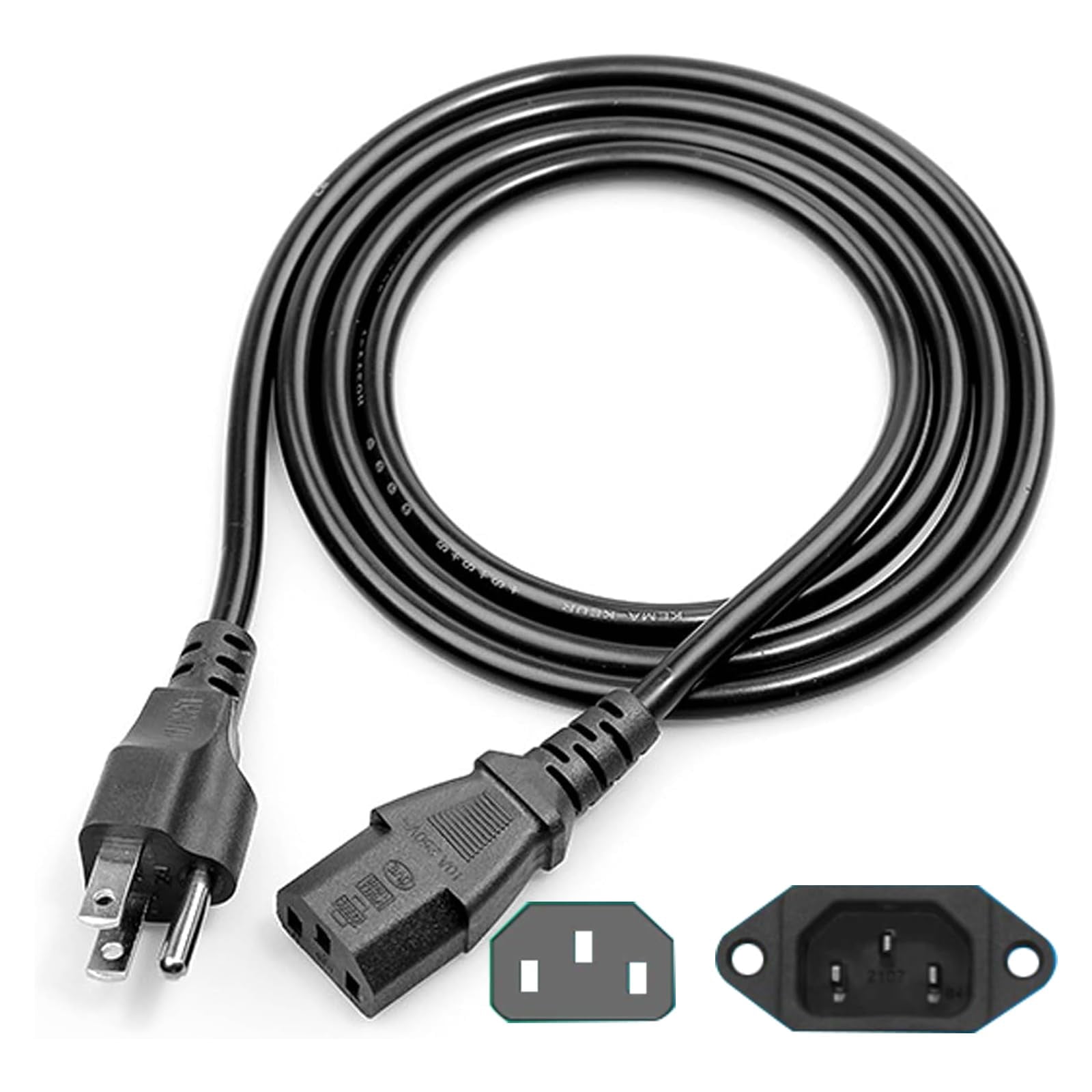 LujingZ 16FT 3 Prong Power Cord Cable 18AWG NEMA 5-15P to IEC C13 Universal Treadmill TV PC Monitor Cable Comparable with Horizon Fitness BowFlex Sole Treadmill ION Block Rocker 125V 10A