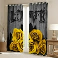 thumbnail image 2 of YST Aesthetics Rose Window Curtains 38"Wx45"L Retro Black Grey Yellow Floral Blackout Curtains Rustic Farmhouse Rose Window Curtains For Bedroom Valentine'S Day Window Treatments 2 Panels, 2 of 6