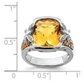thumbnail image 2 of White Sterling Silver Ring Band Gemstone Diamond Citrine Yellow, 2 of 2
