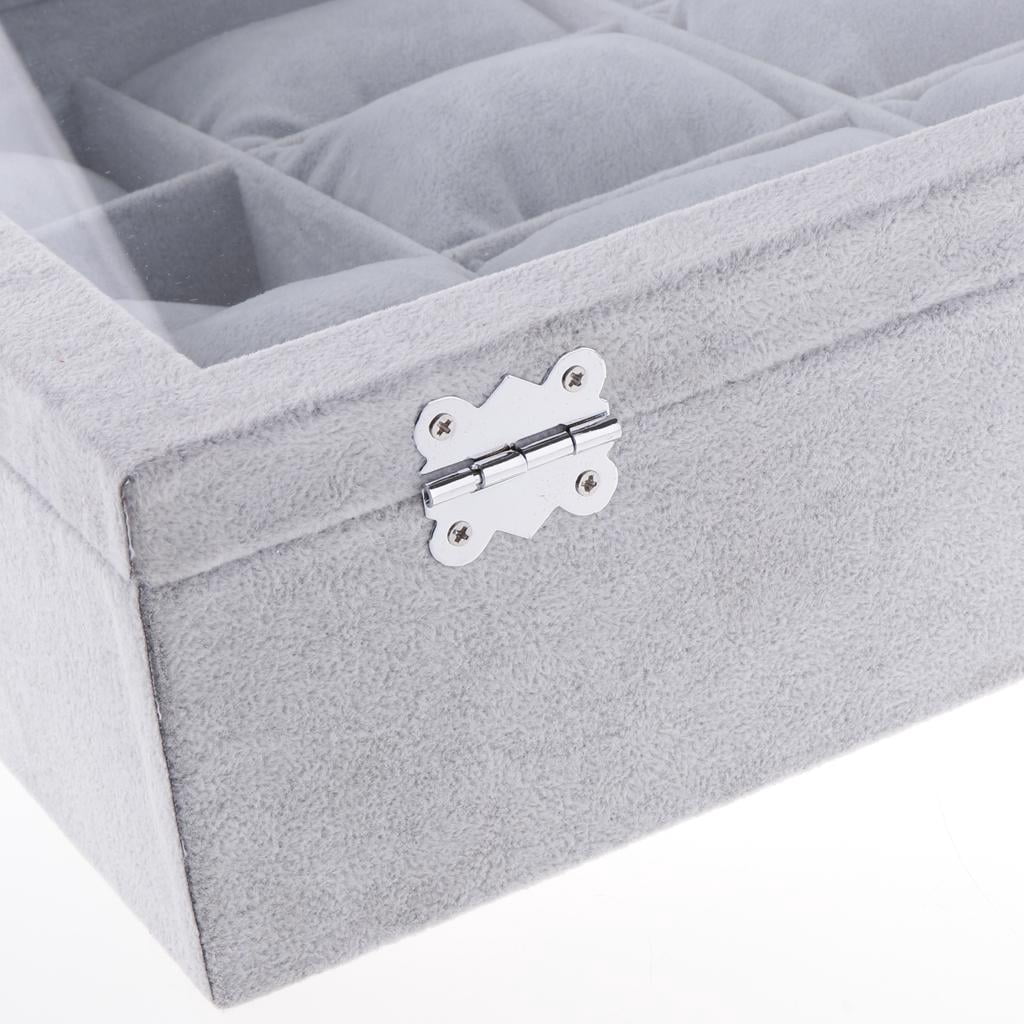 12-Slot Box w/ Lid for Jewelry Bracelet Bangle Watch Showcase with Lid