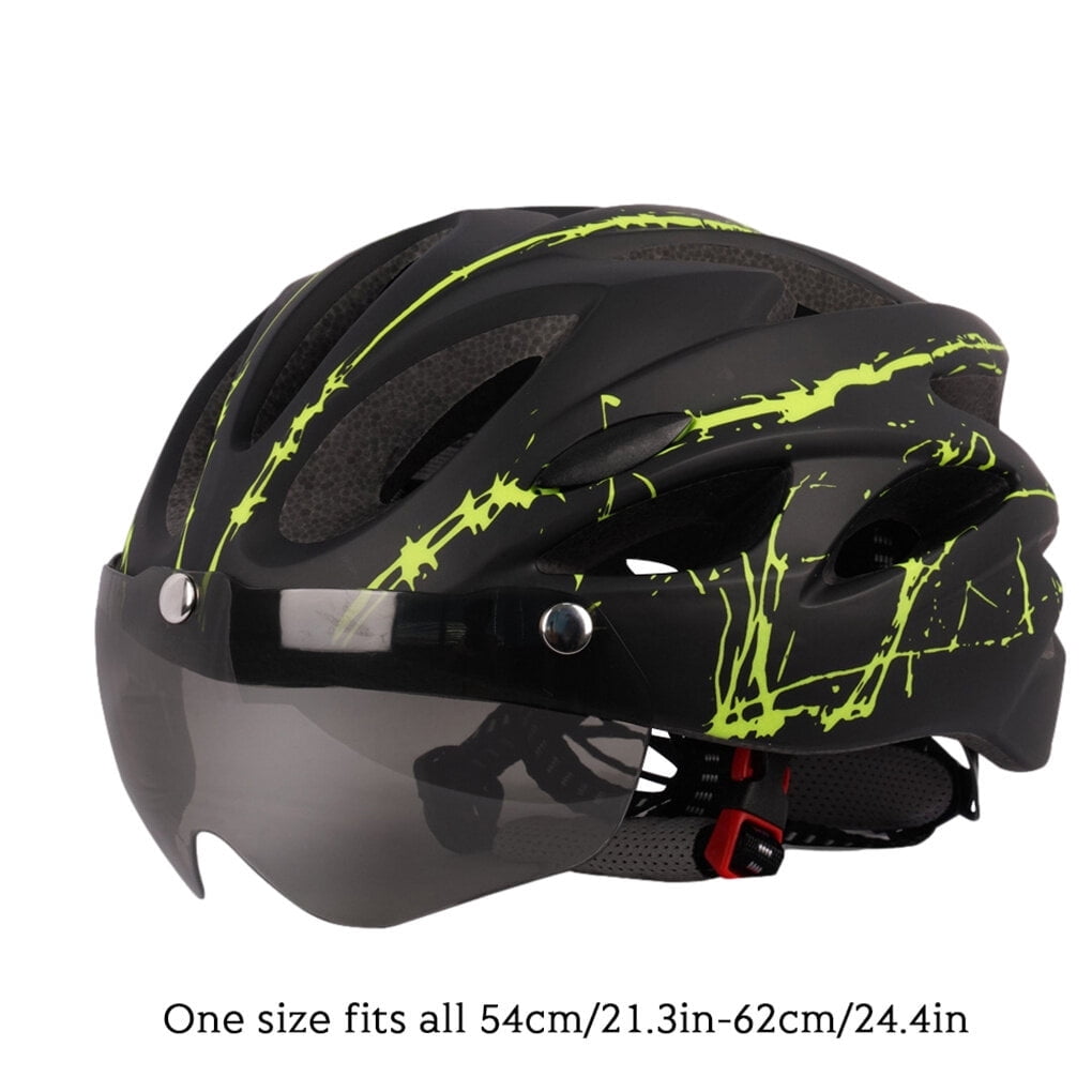 Jooan Bike Helmet for Men Women with Safety Led Back Light Detachable Magnetic Goggles Visor Mountain & Road Bicycle Helmets Adjustable Adult Cycling Helmets, Black Green