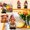 A002- Style B, variant on Resin Gnome Statue, Fall Harvest Themed Decorative Figurine with Maple Leaf Embellished Red Hat Holding Basket of Pumpkin Apple Corn, Ideal for Autumn Thanksgiving Tabletop Indoor Home Party Display