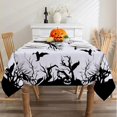 thumbnail image 3 of Halloween Tablecloth Rectangle 60x104 Inches - Crows and Castle Halloween Decorations for Party - Spooky Halloween Table Cloth Pumpkins Halloween Decor for Home, Party, 3 of 6