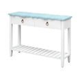 thumbnail image 2 of Treasure Trove Boardwalk White & Teal Two Drawer Wood Console Table, 2 of 7