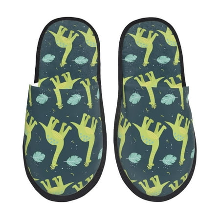 

Slippers for Women Dinosaur green leaves Womens Slippers Fuzzy Winter House Shoes Soft Anti-Skid Slippers Indoor and Outdoor