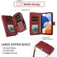 thumbnail image 4 of Dswteny Argyle Wallet Case for Samsung Galaxy A35 5G with Wrist Strap Shoulder Strap Zipper PU Leather Flip Credit Card Holder Stand Accessories Cell Phone Cover for A 35 35A A355G Women Girls Red, 4 of 7