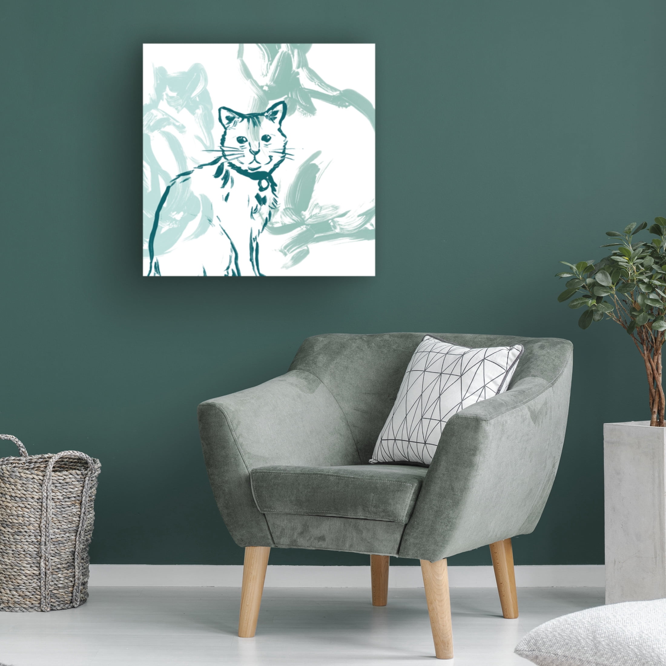 Canvas Wall Art - June Erica Vess 'Paint Box Cats II' Wall Art for Living Room, Bedroom, or Office Décor by Trademark Fine Art - 18 x 18 Inches