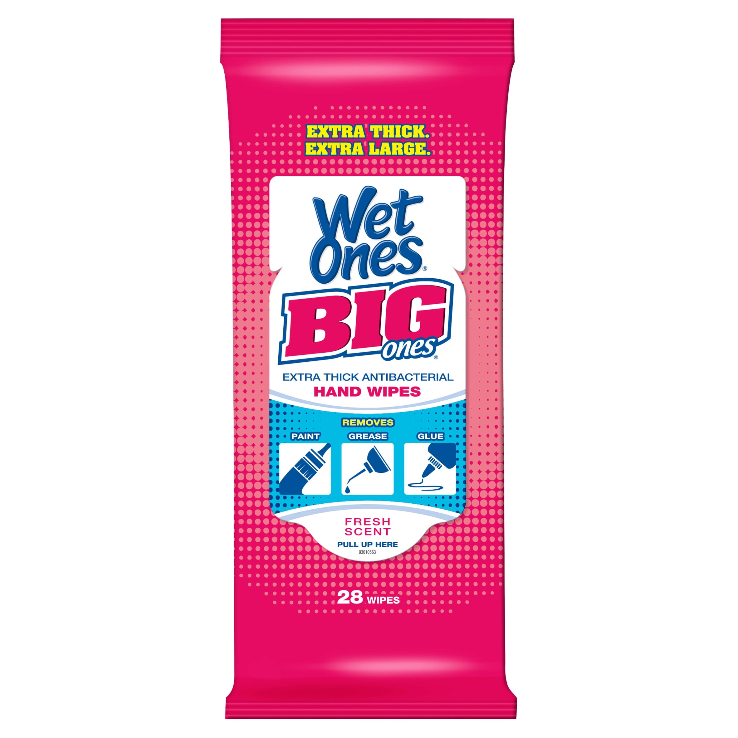 Wet Ones Big Ones Extra Thick Antibacterial Fresh Scent Hand Wipes, 28 count