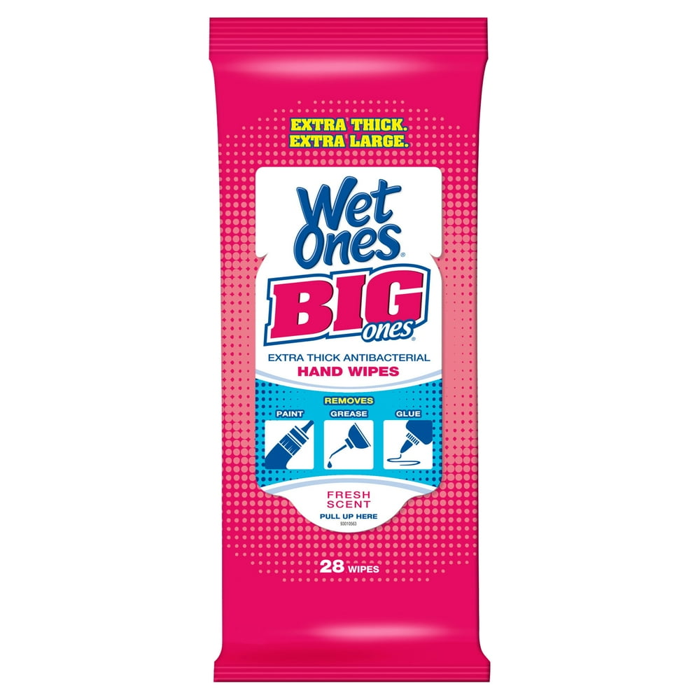 Wet Ones Big Ones Extra Thick Antibacterial Fresh Scent Hand Wipes, 28