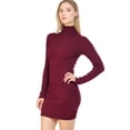 thumbnail image 3 of MixMatchy Women's Solid Ribbed Detailed Long Sleeve Turtle Neck Slim Fit Dress, 3 of 6