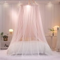 thumbnail image 2 of Double Layer Princess Round Dome Canopy Bed Curtain for Girls Adults,Children Dreamy Mosquito Net,Cute Bedroom Decoration Castle Play Tent Reading Nook Canopies(Dome-Pink/White), 2 of 7