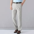 thumbnail image 5 of Telankuip Business Dress Suit Pants for Men Trendy Pleated High-Waist Straight Leg Comfort Pant with Pockets Solid Color Casual Work Trousers for All Seasons Light Gray 33, 5 of 8
