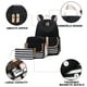 thumbnail image 3 of Juego de 3 mochilas para mujeres, adolescentes y niñas, bolsa de libros de gran capacidad con puerto de carga USB, linda mochila de lona ligera, mochila a rayas, mochila de viaje para computadora, 3 of 6