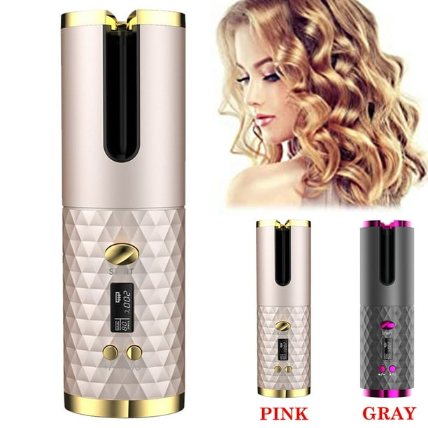 Dicasser Automatic Curling Iron, Cordless Automatic Hair Curler, Portable Rechargeable Ceramic Wand, Barrel Wave Curling Iron, Rotating Hair Styling Tool (PINK) Dicasser Automatic Curling Iron, Cordless Automatic Hair Curler, Portable Rechargeable Ceramic Wand, Barrel Wave Curling Iron, Rotating Hair Styling Tool (PINK)