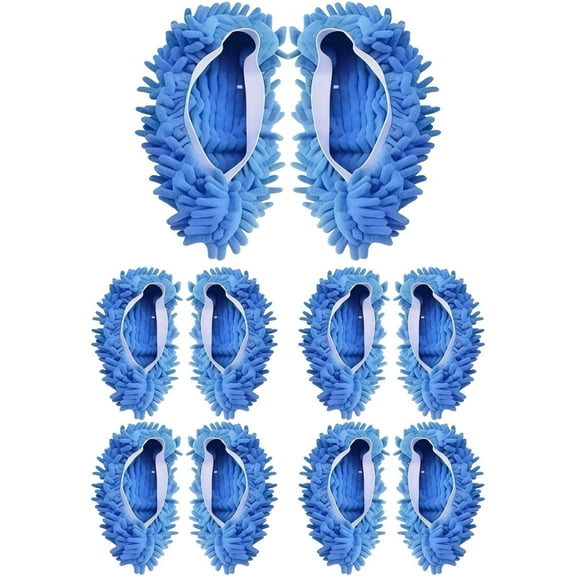 5 Pairs of Mopping Slippers for Floor Cleaning, Chenille Mop Shoes with Adjustable Straps, Convenient House Cleaning, Comfortable for Walking, Suitable for Floors, Glass, and Pet Hair