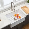 thumbnail image 4 of Stainless Steel Kitchen Sink Fireclay 33" L X 20" W Farmhouse Kitchen Sink with Grid and Strainer,Undermount Kitchen Sink, 4 of 8