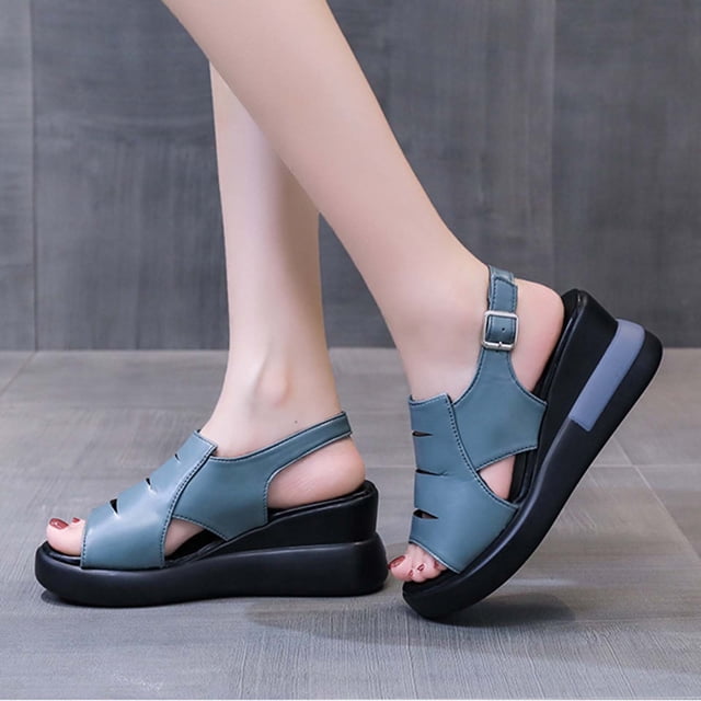 LSLJS Wedge Sandals for Women, Sandals for Women Dressy Summer Ladies Open Toe Retro Wedge Platform Shoes