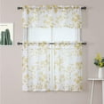 thumbnail image 7 of Shininglove 24inch Grey Short Curtains for Kitchen, Leaves Tier Curtains for Bathroom, Yellow, 7 of 7
