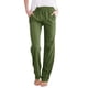 thumbnail image 1 of Pantalones anchos de lino de cintura alta para mujer - Pantalones ligeros e informales para la playa en verano, cintura ajustable, 1 of 6