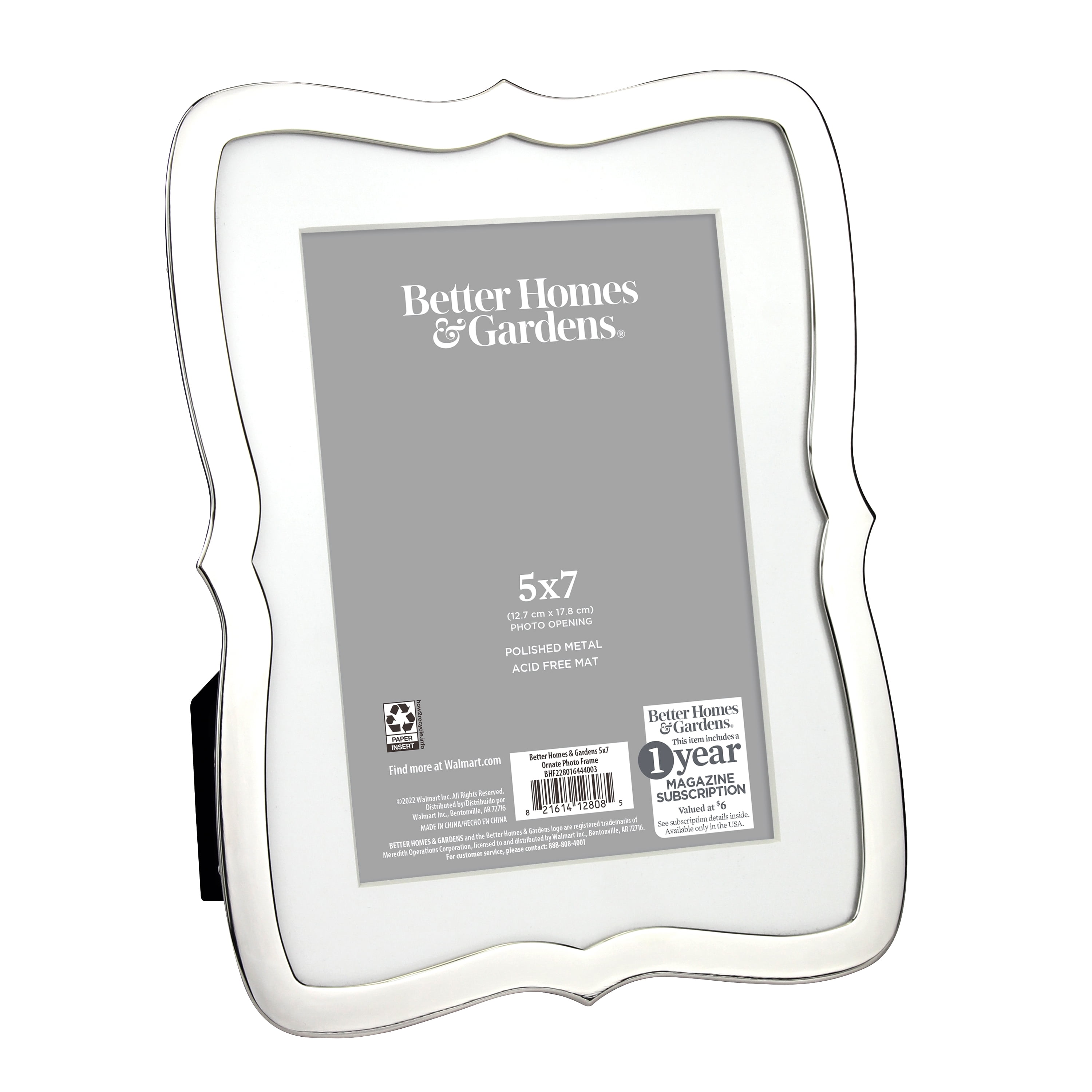 (2 pack) Better Homes & Gardens 5 x 7 Ornate Tabletop Picture Frame, Silver