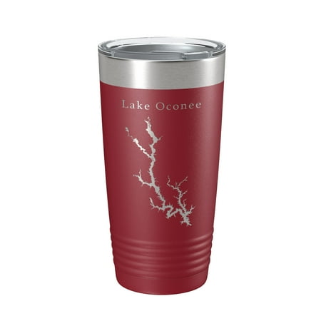

Lake Oconee Map Tumbler Travel Mug Insulated Laser Engraved Coffee Cup Georgia 20 oz Maroon