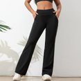 thumbnail image 2 of Women's High Waisted Bootcut Yoga Leggings - Slim Fit Bell Bottom Workout Pants, Black Size XL, 2 of 6