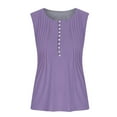 thumbnail image 4 of Aloohaidyvio Tank Tops for Women,Women's Summer Solid Color Basic Button Shirts 2024 Round Neck Soft Sleeveless T-shirt Stretch Loose Casual Tops, 4 of 5