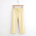 thumbnail image 4 of Yourumao Womens Linen Capri Pants Striped Straight Leg Capris Elastic Drawstring Waist Loose Casual Pants Summer Travel Trousers with Pocket, 4 of 7