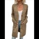 thumbnail image 2 of Suéter Cárdigan de Larga para Mujer, Otoño e Invierno, Tejido de Punto , con Botones Delanteros, Abrigo Caqui S, 2 of 9