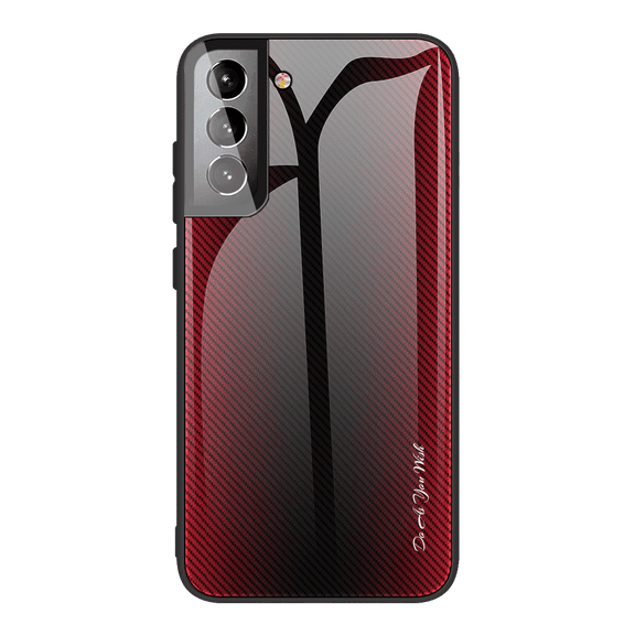 Case for Samsung Galaxy S22 Plus 5G 2022 (6.6 inch) Gradient Stripe 9H Glass Case & Hard PC Shell & Soft TPU Edge Bumper Shockproof Rugged Hybrid Protective Cover for Galaxy S22  Phone, Red