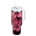 thumbnail image 4 of YAZAOO Tumbler 40oz Insulated Stainless Creative Pink Glittery Flowers Pattern Steel Water Bottles, 4 of 9