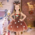 thumbnail image 2 of CAIVO Child Casual Dresses Tutu Dress For Girls With Reindeer Design Festive Holiday Party Gown Elegant Sleeveless Outfit Toddlers Kids Photo And Celebration Attire Soft O-Neck Sundress, 2 of 7