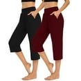 thumbnail image 2 of FAIWAD Women's 2 Piece Capri Yoga Leggings with Pockets High Waisted Stretchy Workout Athletic Pants, 2 of 9