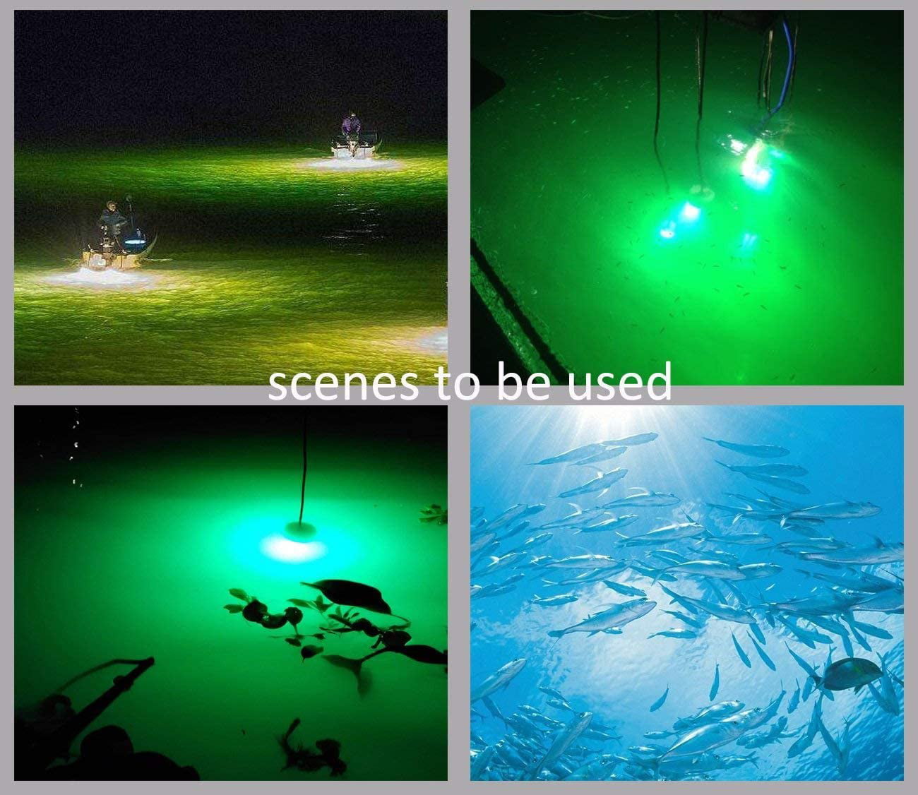 20W Green Underwater Submersible Waterproof Fishing Light Boat Squid Fish Lamp 