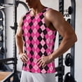 thumbnail image 5 of Fotbe pink and black argyle Pattern Men's Quick Dry Workout Tank Top Gym Muscle Tee Fitness Bodybuilding Sleeveless T Shirt Breathable Workout Shirt-Small, 5 of 7