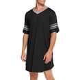 thumbnail image 2 of KAWELL Men's Nightshirt, Cotton Nightwear Comfy Big&Tall V Neck Short Sleeve Soft Loose Pajama Sleep Shirt, 2 of 6
